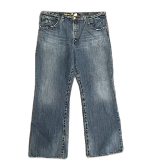 Silver Martin Fit Blue Wash Distressed Faded Relaxed Straight Leg Jeans 44X34 - Picture 2 of 15